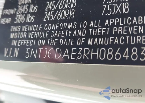 2024 Hyundai Santa Cruz Sel z USA, uszkodzony, nr VIN 5NTJCDAE3RH086483